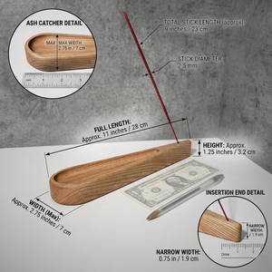 Ensemble de porte-encens en bois au design goutte d'eau de luxe, avec plateau attrape-cendres naturel, pour une aromathérapie élégante et parfumée à la maison - Product Image 5