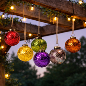 Boule de Noël en verre mercure gaufré |   Décoration de style vintage pour une ambiance festive à la maison et un décor d'arbre classique. - Product Image 4