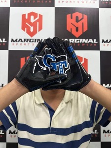 Custom Logo American Football Receiver Gloves Non-Slip Silicone Palm Hand Grips Full Finger <b>Adjustable</b> Wrist <b>Strap</b> Hook Sports - Product Image 6