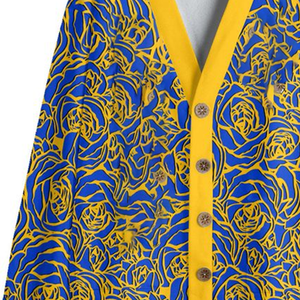 Cardigan d'hiver brodé pour femme de la sororité Sigma Gamma Rho, en laine/cachemire épais de qualité supérieure, avec lettres grecques tricotées, couleur or royal - Product Image 2