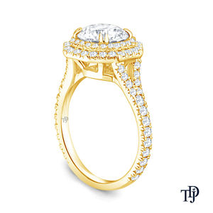 Anillos de Diamantes (Naturales) de Oro de 10K Personalizables con Doble Halo, Corte Octogonal y Centro de Diamante en Oro y Platino con Corte Elegante - Product Image 4