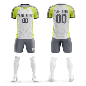 ชุดฟุตบอลผู้ใหญ่ระบายอากาศได้ดี เสื้อเจอร์ซีย์แขนสั้นพิมพ์ลายตามสั่ง พร้อมถุงเท้า - Product Image 1