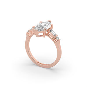 Anillo de Diamante Cultivado en Laboratorio con Corte Marquesa de 3.07Ct en Oro Blanco de 14KT, Diseño Ligero y Único, Joyería de Boda con Solitario de Oro de 10KT - Product Image 4