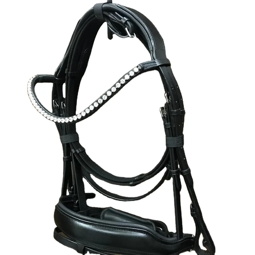 Trọng Lượng Nhẹ Da Ngựa Kết Tinh Bridle Chất Lượng Lớp Đua Ngựa Thở Bridle Cưỡi Ngựa Nhà Cung Cấp Hàng Đầu Nhà Sản Xuất