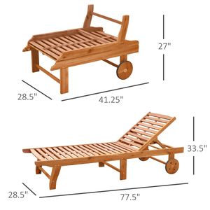 Sdraio Pieghevole Moderna in Teak con Telaio in Alluminio e Ruote per il Comfort del Patio - Product Image 3
