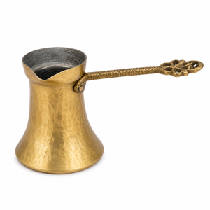 Cafetière turque, grecque, arabe en laiton martelé finition mate, pour cuisinière, Cezve Ibrik Briki - Product Image 1