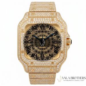 นาฬิกาข้อมือผู้หญิง Cartier รุ่นโบราณ ตัวเรือนโลหะผสมสีทองเหลือง หน้าปัดทรงสี่เหลี่ยม ระบบควอตซ์ สายหนังสีแดง พร้อมกระจกแซฟไฟร์ - Product Image 4