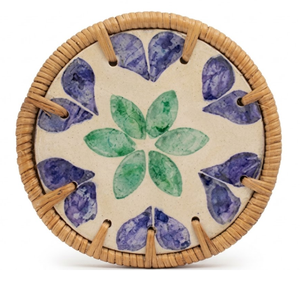 Traditional Vietnam Rattan Mat Shell Inlay Pattern Woven <b>Placemat</b> for Cultural Theme Dinner - Product Image 1