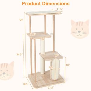 Grande Torre per Gatti in Legno Moderna con Tiragraffi e Palo, Albero per Animali Domestici di Lusso per Interni - Product Image 5