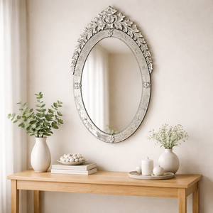 Espejo Decorativo Veneciano Ornamentado |   Espejo de Pared Vintage de Lujo |   Espejo Barroco Tallado Antiguo para Sala de Estar, Dormitorio o Entrada - Product Image 3