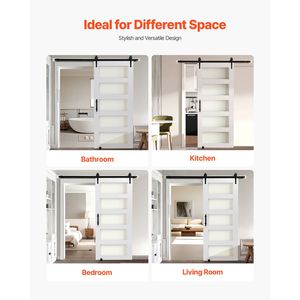 Kit Hardware per Porta Scorrevole in Vetro con Pannello MDF ad Alta Resistenza 36 X 84 Pollici, Impermeabile in PVC, Facile Installazione per Soggiorno - Product Image 6