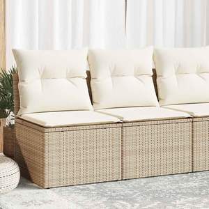 Conjunto de Sofá de Jardín Compacto de Ratán Sintético Beige, Muebles de Patio Resistentes a los Rayos UV - Product Image 1