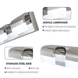 Modern 4-<b>Light</b> LED Chrome-Iron Finish <b>Bathroom</b> Vanity Lighting <b>Over</b> <b>Mirror</b> Bath Wall with Stylish Overhead Lighting - Product Image 6