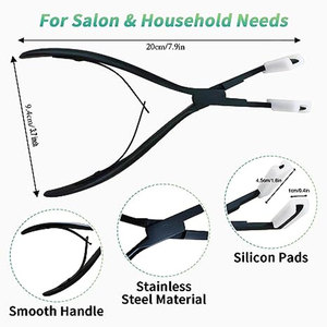 Pince à extensions de cheveux de qualité supérieure, en acier inoxydable, surface plate, outils de pose d'extensions pour femmes. - Product Image 2