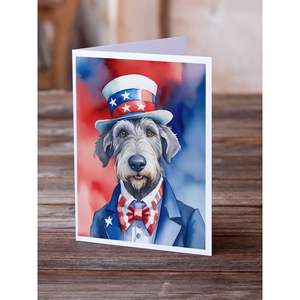Irish Wolfhound Patriotic American Whimsical A7 Tarjetas de notas en blanco Pack 8 con sobres Tarjetas de felicitación de tamaño 5x7 - Product Image 2