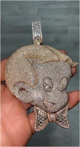 Collar con Colgante de Mono con Cara Divertida, Estilo Bling Iced Out, Chapado en Oro Blanco, con Diamantes Moissanite VVS, para Hombre y Mujer - Product Image 2