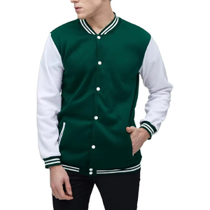 Varsity <b>Jacket</b> with Stand Collar Wool Body & Genuine PU Leather Sleeves Windproof Custom Embroidery <b>Patchwork</b> for Men & Women - Product Image 3