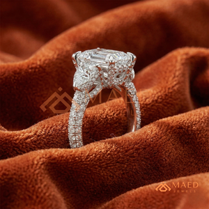 Moissanite Radiant Three <b>Stone</b> Ring for Women Silver Tone Engagement Anniversary Jewelry Elegant Daily Style - Product Image 3