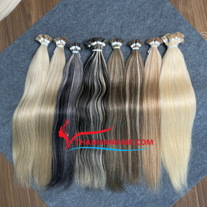 สินค้าขายดี ต่อผมแบบปลายแบน ผู้จำหน่ายผมแท้แบบลอนธรรมชาติ สีผสมแบบเปียโน ร้านทำผม ไม่หลุดร่วง ขนาด 8-32 นิ้ว - Product Image 4