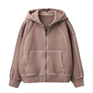 Oversized Hooded Zip-Up Sweatshirt Unisex Solid Cotton French Terry Casual Autumn Regular Sleeve Breathable - Product Image 5