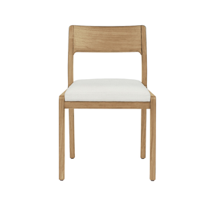 Silla Lateral Moderna de Madera de Roble con Tapicería de Lino Blanco - Product Image 1