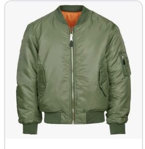 Chaqueta Bomber para Hombre, Cuello Alto, Cierre de Cremallera, Estilo Casual, Corte Regular, 100% Poliéster, Color Sólido, para Otoño - Product Image 2