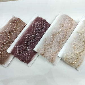 Tela de Encaje con Cuentas Ecológica de Lujo con Bordado Francés y Patrón Geométrico para Vestidos de Novia y Ropa de Noche - Product Image 1