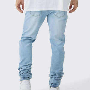 <b>Top</b> Quality Skinny Ripped <b>Distressed</b> Denim Jean Pant Streetwear Style High Waist Men's Jeans Pants - Product Image 2