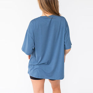 Camisetas de Mujer, Estilo Oversize, Verano, Vintage, Ecológicas, de Algodón y Poliéster, Cuello Redondo, Casual, Manga Corta, Corte Holgado - Product Image 3