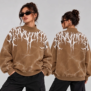 Custom Logo <b>Women's</b> Soft Cotton Mock Neck Streetwear Embroidered Jumper Fleece Oversized <b>Pullover</b> <b>Women</b> Mockneck Sweatshirt - Product Image 1