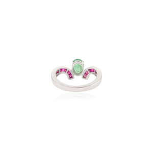 S925 <b>Silver</b> Beautiful Unique Design Oval Shape <b>Emerald</b> & Princess Cut Ruby Gemstone <b>Ring</b> Fine Jewelry for Women's - Product Image 6