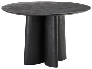 Base de pedestal redonda de madera maciza de mango con acabado negro mate oscuro, mesa de comedor moderna de estilo europeo para el hogar, cocina o restaurante. - Product Image 2