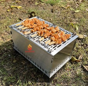 Latest Stainless Steel Outdoor Camping Foldable Charcoal BBQ Grill Portable <strong>Barbeque</strong> with Open Window and Planch - Product Image 5