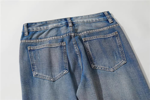 Jeans de Diseñador para Hombre BEST ROCK INTERNATIONAL, Estilo Hip Hop Pop con Estampado de Llamas, Corte Recto, 100% Algodón, Transpirables, Cintura Media, Verano, Personalizados - Product Image 4