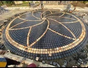 Sandstone Tile Outdoor Circle Paving Design Contemporary <b>Machine</b> <b>Cut</b> Pattern - Product Image 1