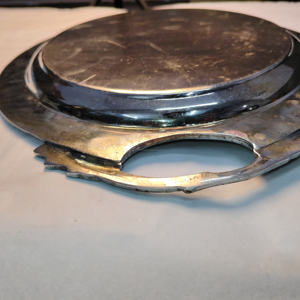 Plateau de service ovale plaqué argent avec le blason de l'Association des Éleveurs de Chevaux de Californie, plateau de service avec poignées ornées - Product Image 6