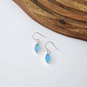 Pendientes de Pirámide de Calcedonia Azul en Plata de Ley Chapada en Oro Hechos a Mano, Joyería Vintage con Piedras Preciosas para Mujer - Product Image 5
