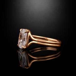 Anillo de compromiso solitario con diamante cultivado en laboratorio de 3 quilates, talla cojín, de oro macizo de 14K/10K, para mujer - Product Image 3