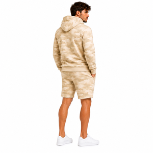 Ensemble sweat à capuche et short imprimé camouflage pour homme, en coton léger, style streetwear décontracté, tenue de sport assortie, coupe régulière, pour l'automne - Product Image 3