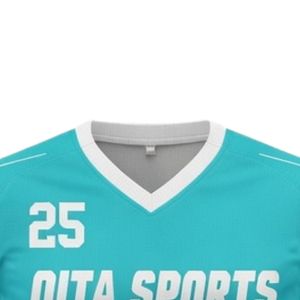 Maillot de lacrosse unisexe bleu sarcelle et blanc en polyester, coupe athlétique, léger, uniforme sportif, vêtements d'entraînement pour équipe - Product Image 3