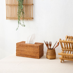 Tissue <b>Storage</b> Holder Cover Cases for Car Kitchen Home <b>Paper</b> Roll Rattan <b>Box</b> Holders Premium Quality - Product Image 4