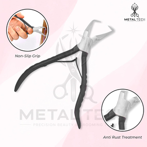 Pince professionnelle incurvée en acier inoxydable pour l'élimination des extensions de cheveux, avec poignée ergonomique recouverte de caoutchouc, outils de dépose des liens de kératine - Product Image 5