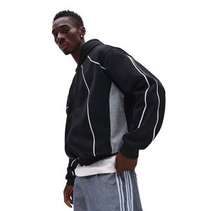 Sudadera con capucha de invierno para hombre OEM, de algodón grueso de 280 gramos, antiarrugas, lisa, con cremallera, estilo urbano, personalizada, oversize, con contraste. - Product Image 5