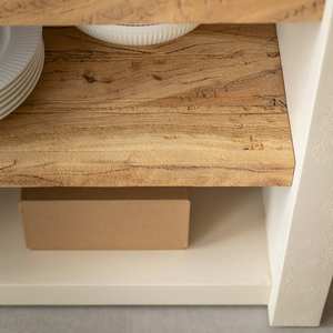 Aparador de 2 puertas Vandana Prime Lyra con estantes en madera efecto hormigón y madera reciclada - Product Image 2