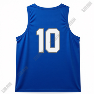 Maillot de basket personnalisé SIBRIN, sans manches, débardeur, uniforme d'équipe sportive, bleu royal uni, 100% polyester respirant - Product Image 3