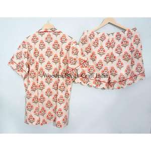 Conjunto de Pijama de Verano para Mujer, Transpirable, 100% Algodón, Manga Corta, Estampado Floral, Camiseta de Dormir Suave de Secado Rápido, Lavable a Máquina - Product Image 6