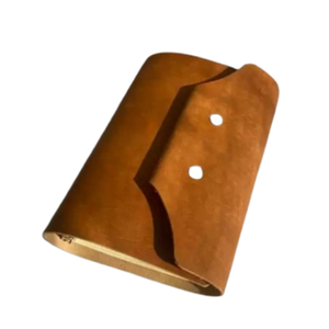 Carnet de notes vintage en cuir véritable fait main, à trois volets, avec pochette pour stylo, bouton-pression, tannage végétal, rechargeable, 7x5 pouces, pour le bureau - Product Image 4