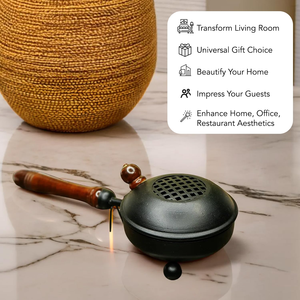 Iron Incense Burner <b>Wooden</b> Handle Handmade Premium Quality Eco-Friendly Durable Decorative Burner for Home <b>Temple</b> Meditation - Product Image 5