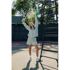 Shorts en molleton color block pour femme, design contrastant, taille haute, poches latérales, cordon de serrage, taille élastique, coupe décontractée, vêtements de détente - Product Image 5