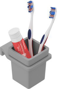 Porte-gobelet à brosse à dents en verre carré poli avec support mural en métal pour accessoires de salle de bain, ensemble de gobelets en verre antirouille - Product Image 2